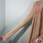 Free People  Beige Pink All Washed Out Asymmetrical Chunky Boho Cardigan Size XS Photo 4
