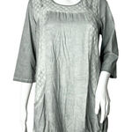 Ania A Shirt‎ Womens Small Dusty Blue Lace Accents Pocket Lagenlook Artsy Boho Photo 0