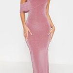 Pretty Little Thing Dress 4 NWT Rose Glitter One Shoulder Maxi Event Party Bday Photo 4
