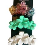 Wild Fable NEW Flower Ombre + Solid Claw Hair Clip Set 3pc Pink Green White NWT Photo 3