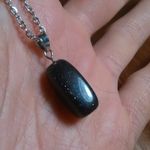 Blue Sandstone Pendant Stainless Steel Necklace Photo 6