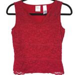 American Vintage Y2K Cherry Red Lacy Fitted Tank Top Sexy Dark Romantic Vamp 2000s Medium Photo 0
