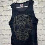 Dolled Up  by FANG Womens Sleeveless Studded Skull Tank (M) NAVY Photo 2