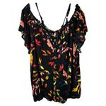 Torrid  Plus Size‎ 3X Top Rayon Crepe Smocked Cold Shoulder Floral Black Boho 299 Photo 4