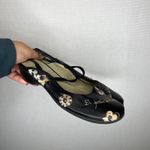 El Jardin de Hispanitas Flats Embroidered Black Leather Slingback Shoes Size 7 Photo 1