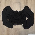BCBGeneration BCBGgeneration Black Silver Long Sleeve Crop Top Photo 1