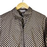 Chico's  No Iron Striped Button Down 100% Cotton Womens 12 Brown Corpcore Classic Photo 3