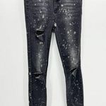 Rachel Roy Black Denim Paint Splatter Distressed Skinny Jeans Women's Size 27 Photo 0