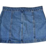 Altar'd State NEW Altar’d State Medium Wash Denim Zip Front Mini Skirt Size Large Photo 1