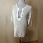 Theory  white open knit crochet tunic top MEDIUM Photo 1