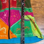 Rising International Boho Hippie Full Zip Hooded Jacket Patchwork Artsy Gypsy L Blue Size L Photo 5