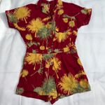 Free People  Malibu Red Palm Print Button Down‎ Romper Women's Size S Photo 2