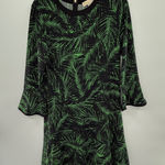 Michael Kors Michael  Green Palm Leaf Print Shift Dress Size M Bell Sleeve Photo 0
