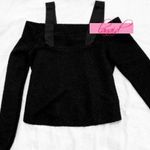 ZARA Off-The-Shoulder Top With Straps Black Long Sleeve Travel Crinkled Blouse M Photo 5
