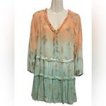 Boston Proper  Ombre
Butterfly Dress A-Line Peach Teal Metallic Gold Sz XS Photo 1