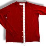 Carolyn Taylor Woman Cardigan Sweater XL Red Pearl Buttons SOFT Christmas Photo 7