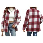 Cottagecore Collared Red Plaid Flannel BU Shirt 16W Shacket Cabincore NWT Photo 1