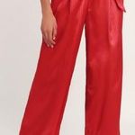 Lulus Red Satin Wide Leg Pants Photo 0