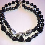 Black & White Zebra Stripes Beaded Double Strand Boho Necklace Photo 8