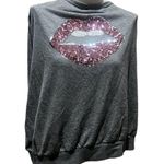Torrid Women's Plus Size 3 Gray Off Shoulder Sweatshirt Pink Sequin Lips Casual Photo 1