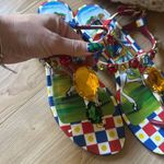 Dolce & Gabbana   Embellished Patent Leather Thong Sandals - Multicoloured Photo 1