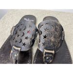 FREEBIRD by Steven  Vallarta Black Leather Thong Sandals Women's 10 Star Moon Photo 3