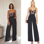 Katie May  Black Tink Lace Bustier Sleeveless Wide Leg Jumpsuit XL Photo 8