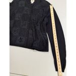 Vintage Teddi Sweater Cardigan Medium Crochet Floral Knit Embroidered Whimsigoth Black Photo 6