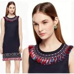 Kate Spade Embroidered Tassel Sleeveless Dress in Rich Navy Size 6 Blue Photo 1
