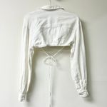House Of CB  Iris Long Sleeve Wrap Around Cropped Shirt Off White Women's Size XS Photo 4
