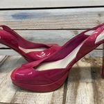 Nine West Vintage NWFurgus Fuchsia Patent Slingback Peep Toe Platform Heels 8M Photo 9
