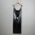 Nasty Gal Sheen There Done That Cowl Neck Midi Dress Women 8 Silver Metallic NWT Photo 4