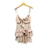 Selfie Leslie  Flower Child Bust Tie Ruffle Trim Dress Floral Champagne size M Photo 1