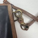 Vintage 70s Swagger Spectator Bag Leather Black Brown Trim Basic Shoulder Bag Photo 5