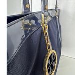 Tory Burch  Canvas Jane Tote navy patient leather Shoulder Bag Photo 5
