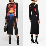 Alexander McQueen Orchid Jacquard Midi Dress Cutouts Medium Black Red Yellow NWT Photo 13