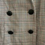 ZARA Gray Plaid Double-Breasted Short Sleeve Blazer with Black Tie Size Medium Photo 3