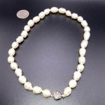 Baroque Japanese Pearl 12X14mm 18 Inches With Silver Rose Clasp Necklace Chocker Photo 5