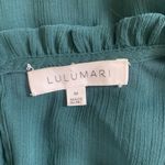 Lulumari  Teal Sheer Ruffle Blouse Floral Embroidered Boho Festival‎ Top Medium Photo 3