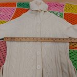 it's our time Size Medium M Long Sweater Tie Comfy Knit Button Long Sleeve Ivory Photo 1