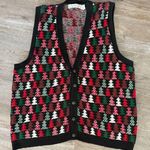 VTG CROSSINGS Festive Christmas Tree Sweater Vest Knit Multi Color Holiday L Red Size L Photo 0