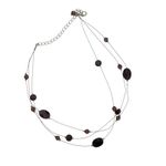 Purple Beaded Layered Necklace Silver Tone Chain Costume Jewelry Y2K Purple Photo 2