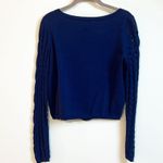 Rock & Republic Scoop Neck Crop Distressed Sweater Top Long Sleeve Blue Cotton S Photo 2