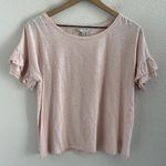 Lucky Brand Ruffle Sleeve Tee T-Shirt Top Blouse Burnout Pink Medium Photo 0