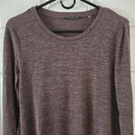 T Tahari Womens Small Long Sleeve Shirt Scoop Neck Knit Top Brown Stretch Soft Photo 3