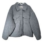 Good American Sherpa Oversized Jacket '90s Sherpa Trucker Women’s Size 5/6 2XL Blue Photo 0