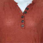 American Eagle  Rust Brown Henley Knit Long Sleeve Sweater XS Boyfriend Photo 3