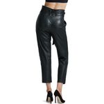 Commando  Paperbag Belted High Waist Faux‎ Leather Black Crop Pants Size Medium Photo 7