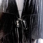 Black Velvet Polyester/ Spandex Kimono Open Front With Rope Style Tie Size L Size L Photo 5