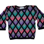 Funky Chunky Knit Diamond Sweater Size Medium Kate Collins Vintage 80s Acrylic Photo 0